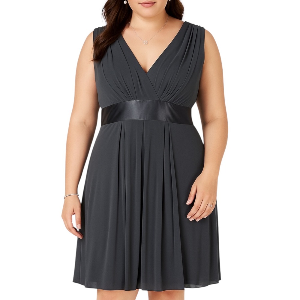 Eliza J New York Gray Sleeveless Empire Waist Cocktail Dress Women's Size 10